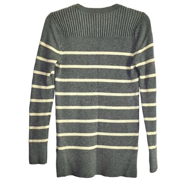 Banana Republic Striped Crew Neck Sweater in Grey Heather/Yellow Women’s M - Picture 3 of 5